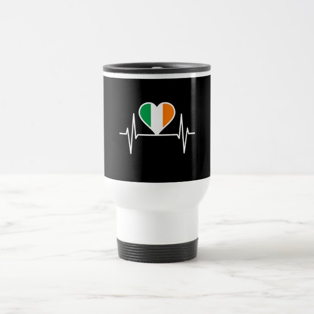 Irland Flag Heartbeat Reisebecher (Mittel)