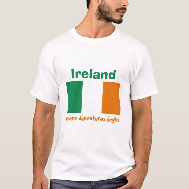 Irland Flag + Karte + Text T - Shirt (Vorderseite)