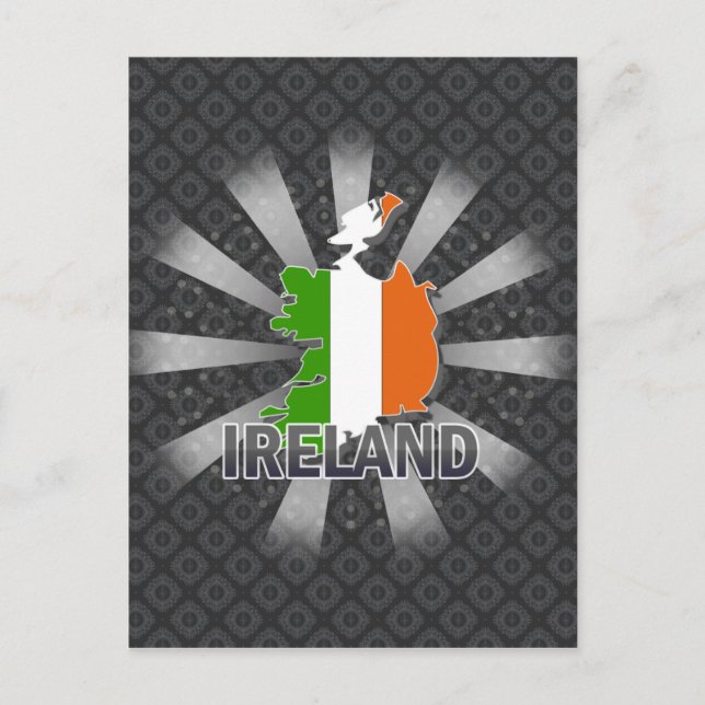 Irland Flag Map 2.0 Postkarte (Vorderseite)