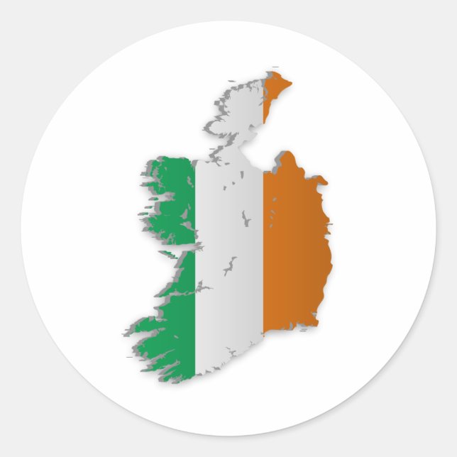 Irland Flag Map Runder Aufkleber (Vorderseite)