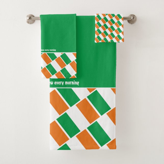 IRLAND FLAG Personalisierte Schrift GRÜNE Badhandtuch Set (Insitu)