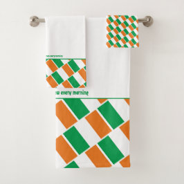 IRLAND FLAG Personalisierte Schrift WEISS Badhandtuch Set