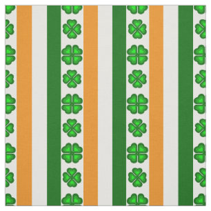 Irland (Flagge/orange, weiß und grün), Kleeblätter Stoff