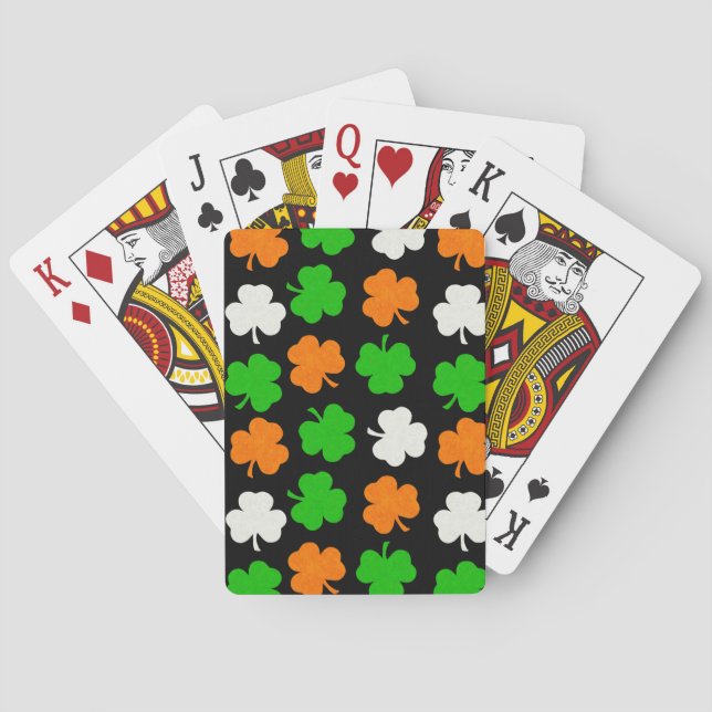 Irland Flagge Papercut Clovers Black Playing Cards Spielkarten (Rückseite)