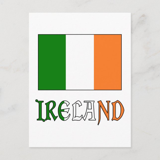 Irland - Flagge und Wort Postkarte (Vorderseite)