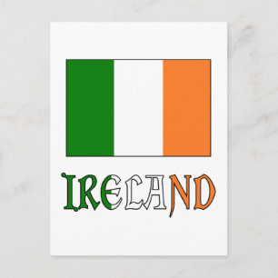 Irland Flagge & Wort Postkarte