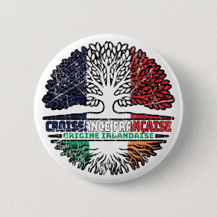 Irland - Frankreich - Treots-Flagge Button