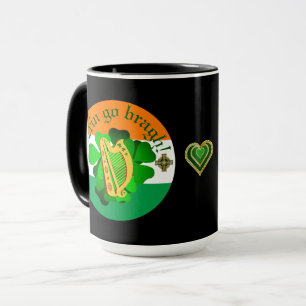 Irland für immer/Erin go bragh/Harfe/Flagge/Herz 2 Tasse