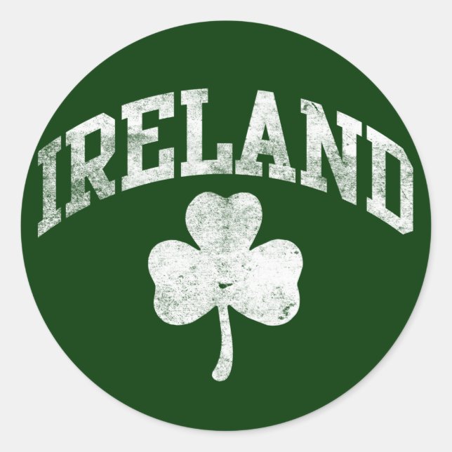 Irland, Grunge Style Kleeblatt Varsity Runder Aufkleber (Vorderseite)