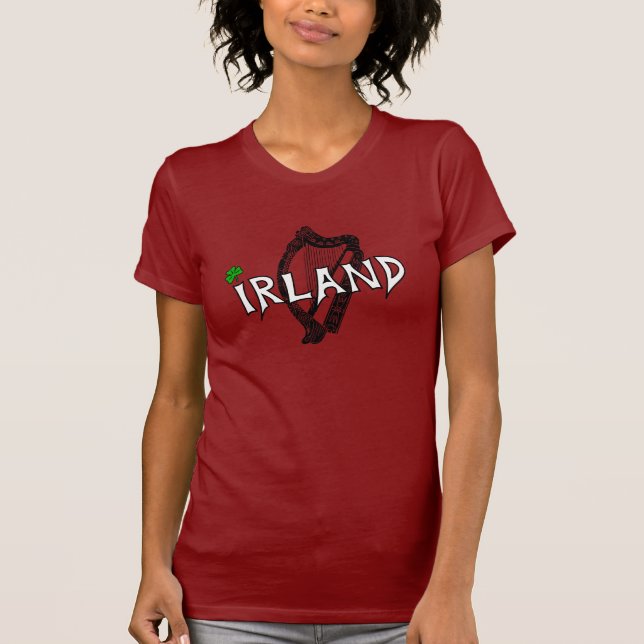 Irland Harfe Girlie T-Shirt (Vorderseite)
