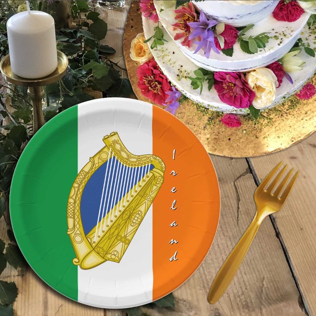 Irland, Harfe, irische Flagge - Party, Hochzeit /T Pappteller (Von Creator hochgeladen)