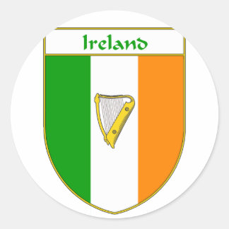 Irland Harfe Irish Flag Shield Runder Aufkleber