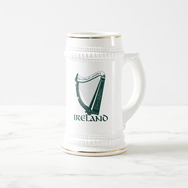 Irland-Harfen-Entwurf, irische Harfe Bierglas (VorderseiteRechts)