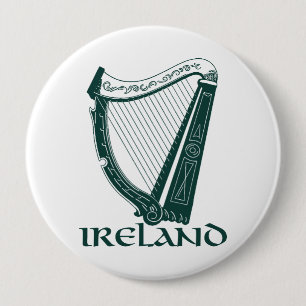 Irland Harp Design, Irish Harp Button