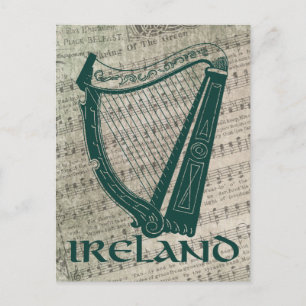 Irland Harp Design, Irish Harp Postkarte