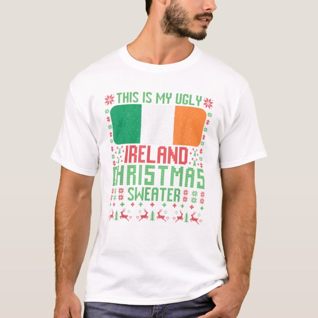 Irland hässlicher Weihnachtspullover T-Shirt (Vorderseite)