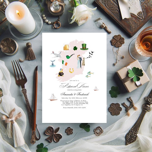 Irland Hochzeit in Urlaubsort Probe Dinner Einladung (Ireland Destination Wedding Rehearsal Dinner Invitation)