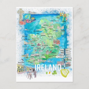 Irland Illustrierte Reisekarte Postkarte