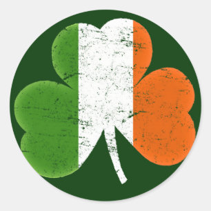 Irland Irische Flagge Klassischer Shamrock Runder Aufkleber