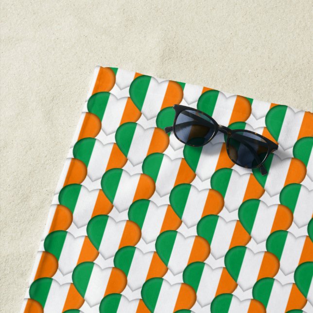 Irland Irish Flag Colors Hearts Patriotic Strandtuch (Beispiel)
