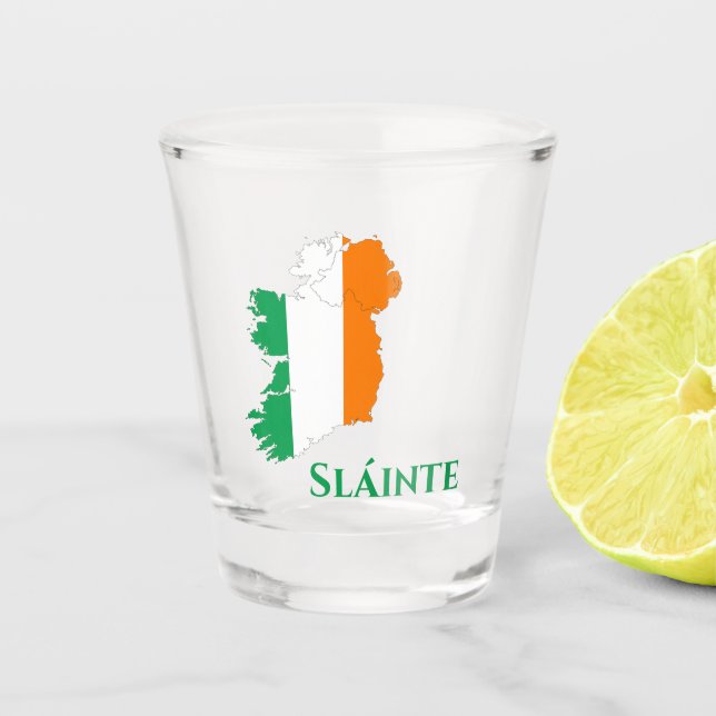 Irland Irish Flag Map Gaelic Sláinte Cheers Schnapsglas (Vorderseite)