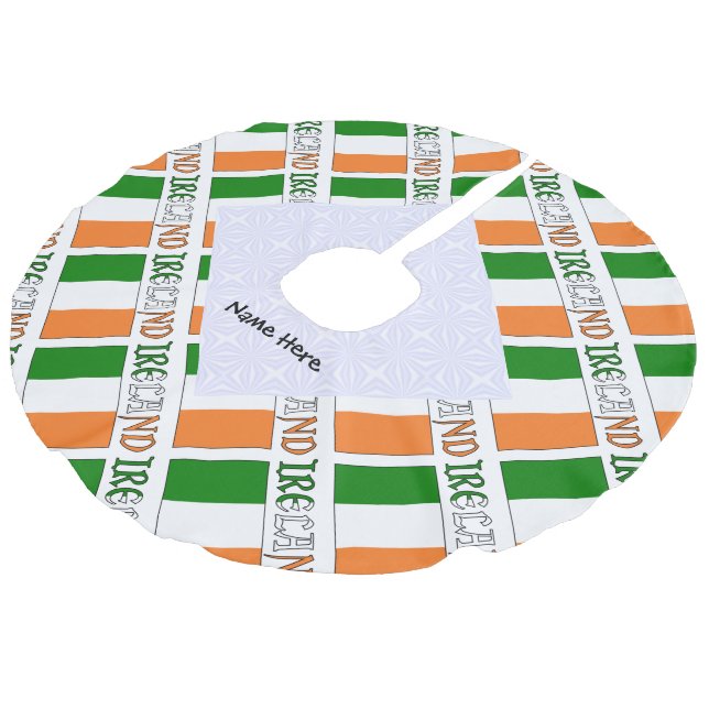 Irland Irish Flag Tiled Personalisiert Leinenimitat Weihnachtsbaumdecke (Schrägansicht)