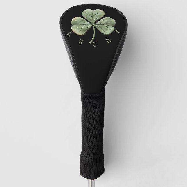 Irland Irish Kleeblatt Lucky Black Golf Headcover (Vorderseite)