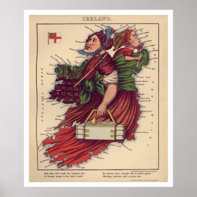 Irland Karikatur Karte 1868 Poster (Vorne)