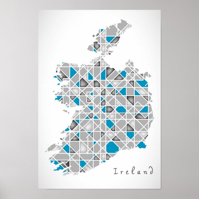 Irland Karte| Crystal Diamond Style Artwork Poster (Vorne)