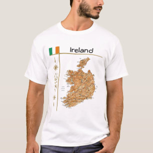 Irland Karte + Flagge + Titel T-Shirt
