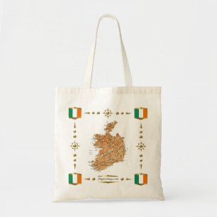 Irland-Karte + Flaggen-Tasche Tragetasche