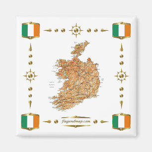 Irland Karte + Flags Magnet