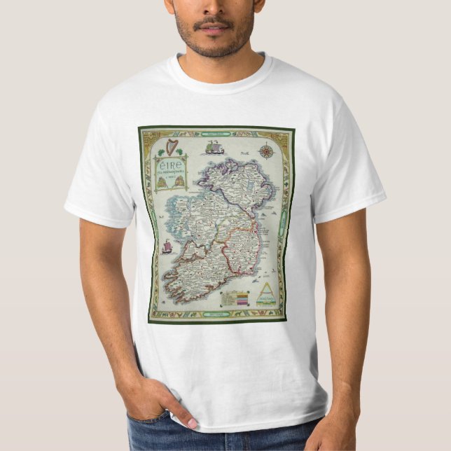 Irland-Karte - historische Karte IrenEire Erin T-Shirt (Vorderseite)