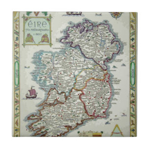 Irland Karte - Irish Eire Erin Historic Map Fliese