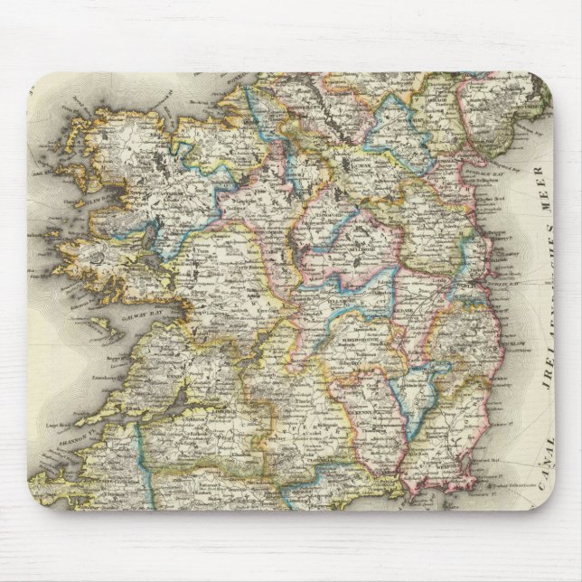 Irland Karte - Irish Eire Erin Historic Map Mousepad (Vorne)