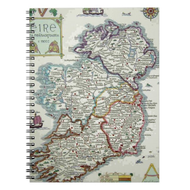Irland Karte - Irish Eire Erin Historic Map Notizblock (Vorderseite)