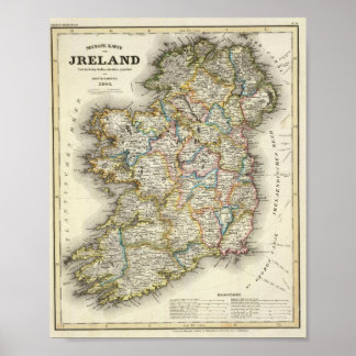 Irland Karte - Irish Eire Erin Historic Map Poster