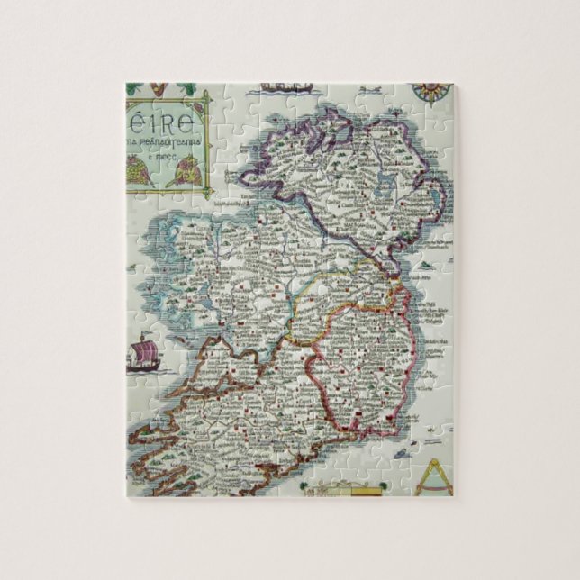 Irland Karte - Irish Eire Erin Historic Map Puzzle (Vertikal)