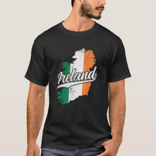 Irland Karte Und Flagge Vintage Souvenir Abgenutzt T-Shirt