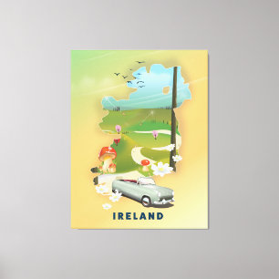 Irland Karte Vintage-Reiseposter Leinwanddruck