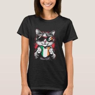 Irland Katze Sonnenbrille Irische Flagge Irischer  T-Shirt
