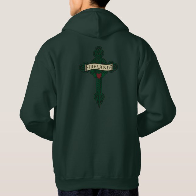 Irland - keltisches Kreuz u. Claddagh Hoodie (Rückseite)