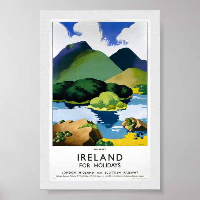 Irland Killarney Vintage Reiseposter Restauriert Poster (Vorne)