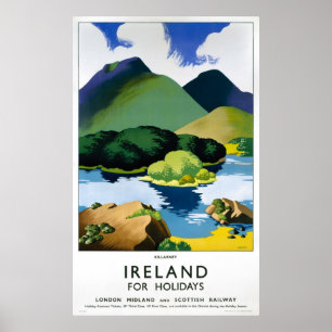 Irland Killarney Vintage Travel Poster restauriert