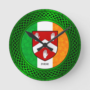 Irland Kleeblatt Flag - Byrne Runde Wanduhr