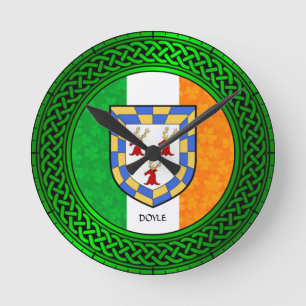 Irland Kleeblatt Flag - Doyle Runde Wanduhr