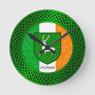 Irland Kleeblatt Flag - O'Connor Runde Wanduhr
