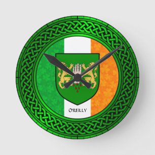 Irland Kleeblatt Flag - O'Reilly Runde Wanduhr