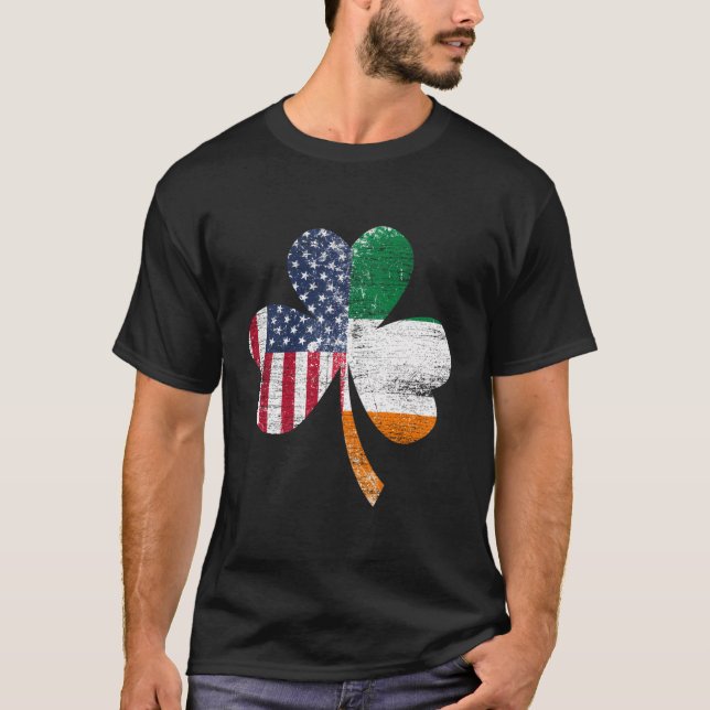 Irland Kleeblatt St Patricks Day Irish Us Flag T-Shirt (Vorderseite)