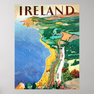 Irland, Küstenlinie, Vintage-Reiseposter Poster